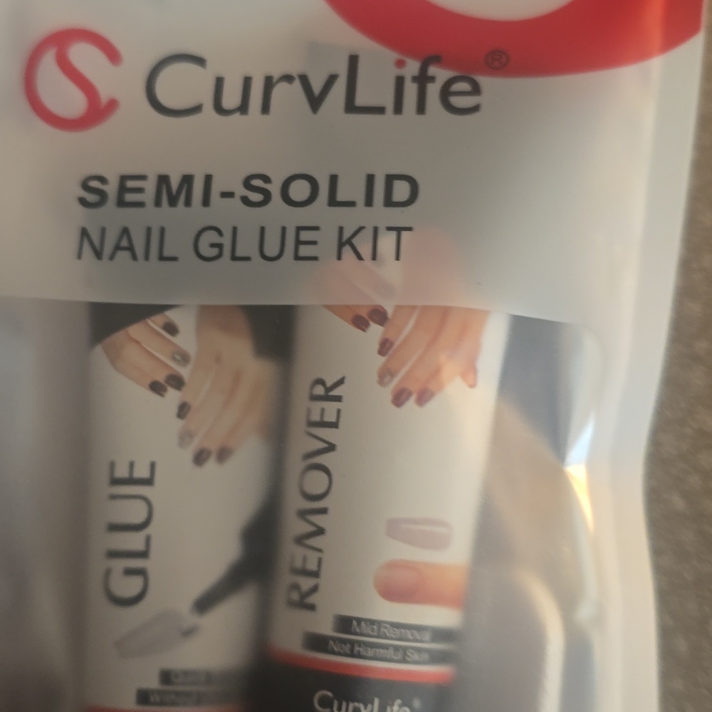 CurvLife Semi-Solid Nail Glue & Remover Kit - White, Black, Red Accents - Picture 2 of 2